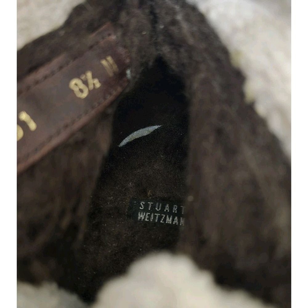 STUART WEITZMAN Ash Suede Faux Fur‎ Shearling Lace Up Boot Shoes Size 8.5 Combat - Picture 5 of 11